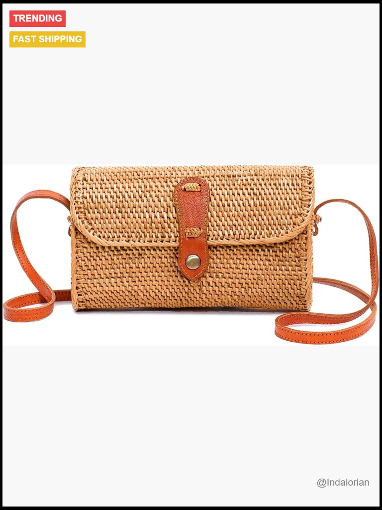 Handmade Rattan Crossbody Bag - Ata Woven Straw Purse For Women - Boho Summer